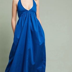 TAGS ON! Anthropologie M- Blue Flowy Maxi dress